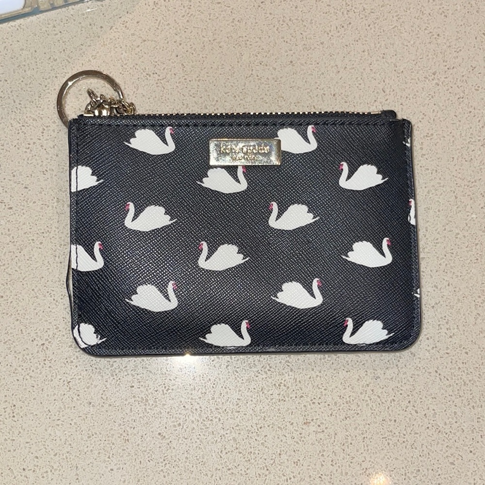 Like New Adorable Swan Print Kate Spade Cardholder